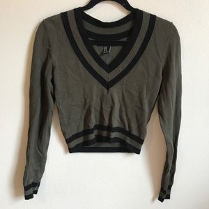 Olive Green Cropped Sweater
